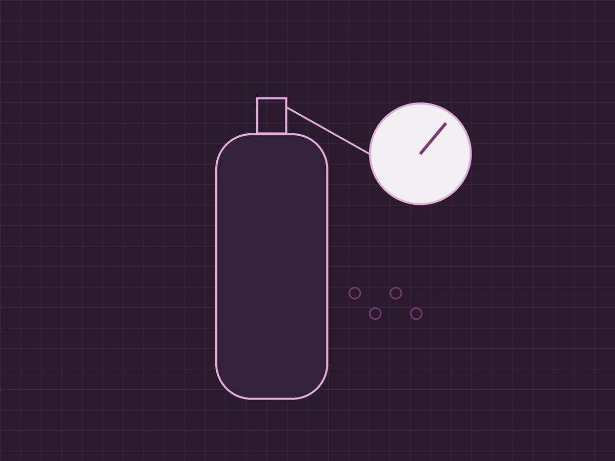 Drawing of a gas cylinder and pressure gauge